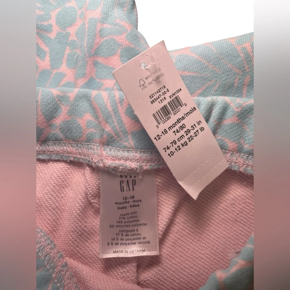 Baby Gap New Floral Pink Blue Joggers Size 12-18 Months